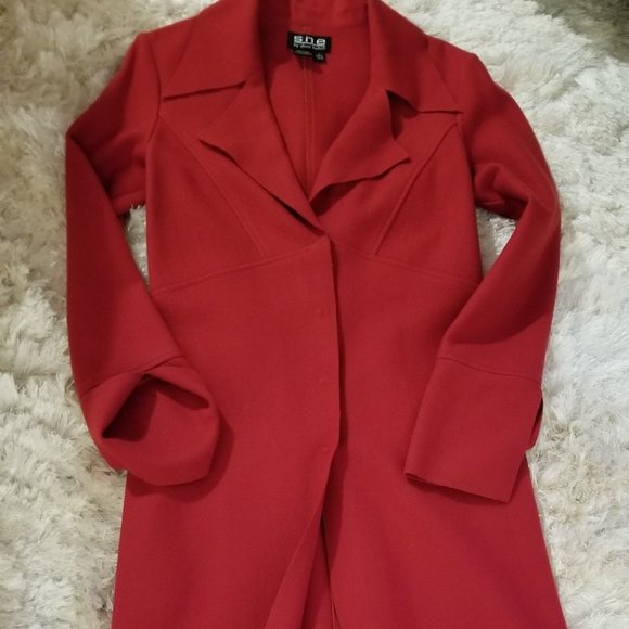 She by Sheri Bodell Womens Long Red Coat, Sz 6, Collector's Item, From $498, New - Picture 10 of 10